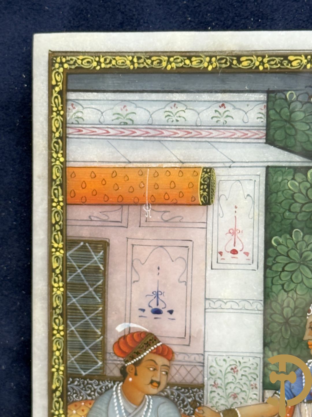 Zes Indische geanimeerde tekeningen van goden en liefdesscènes op gesteente