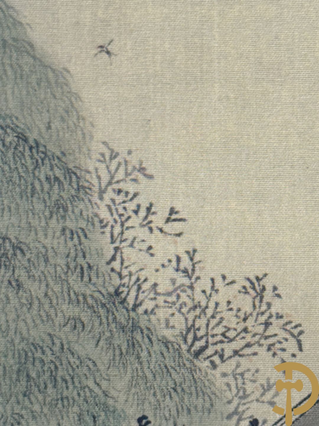 Drie ronde Aziatische zijdeschilderingen + Aziatische zijdeschildering