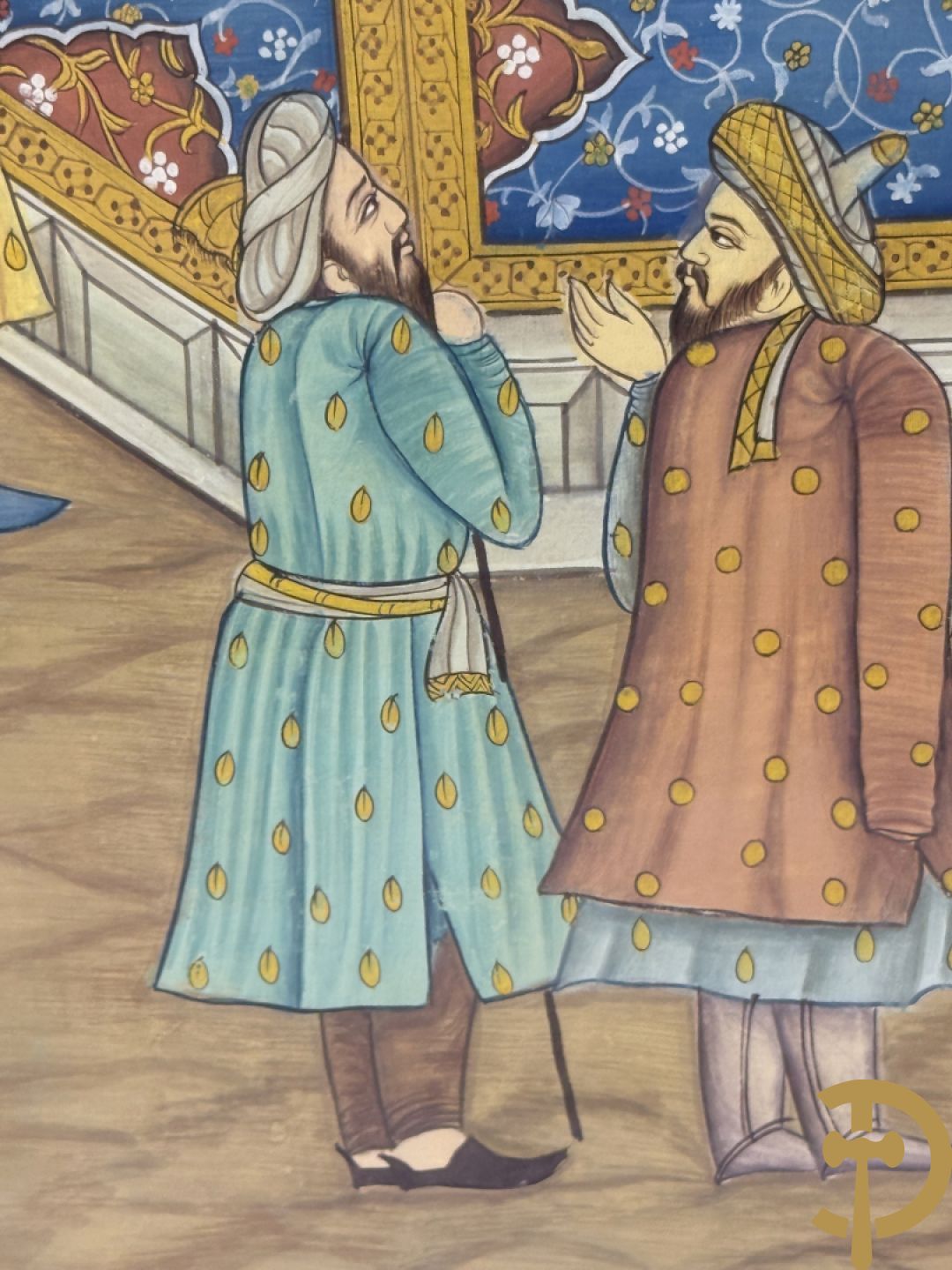 Drie Indische handgekleurde, geaquarelleerde en geanimeerde scènes