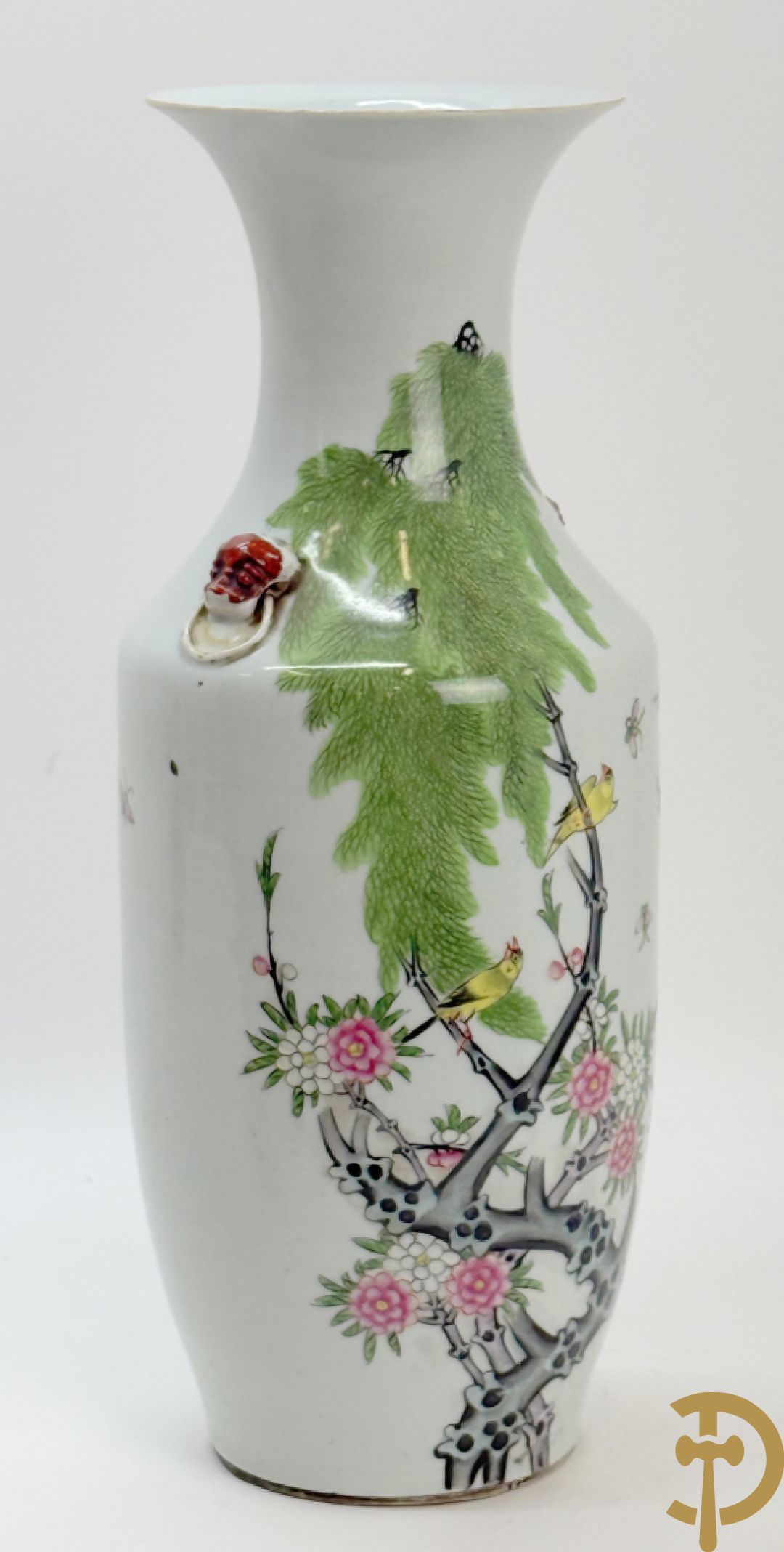 Chinese porseleinen vaas met decor van bloemen en vogels