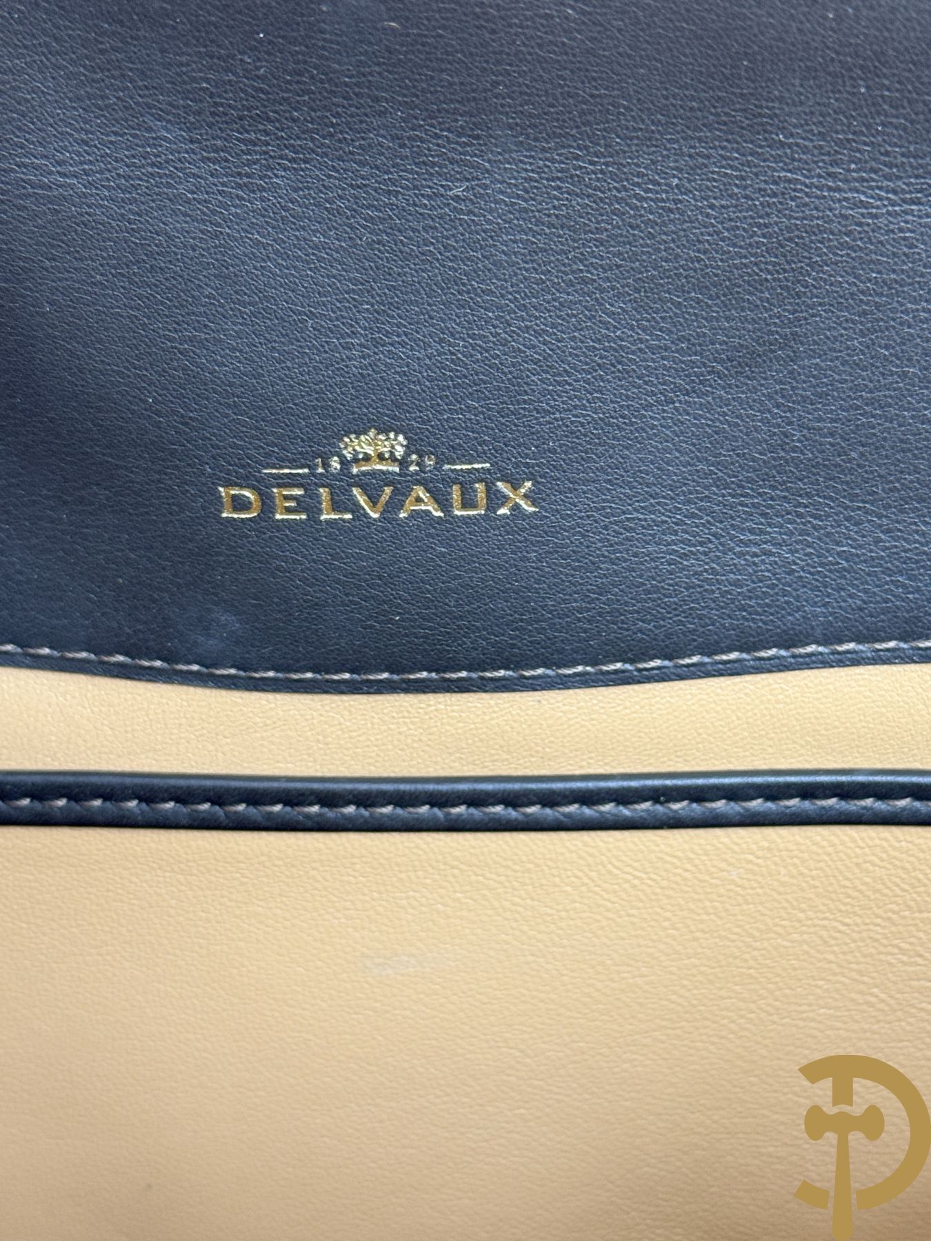 Bruin kroko lederen handtas, Delvaux met bijhorende zak