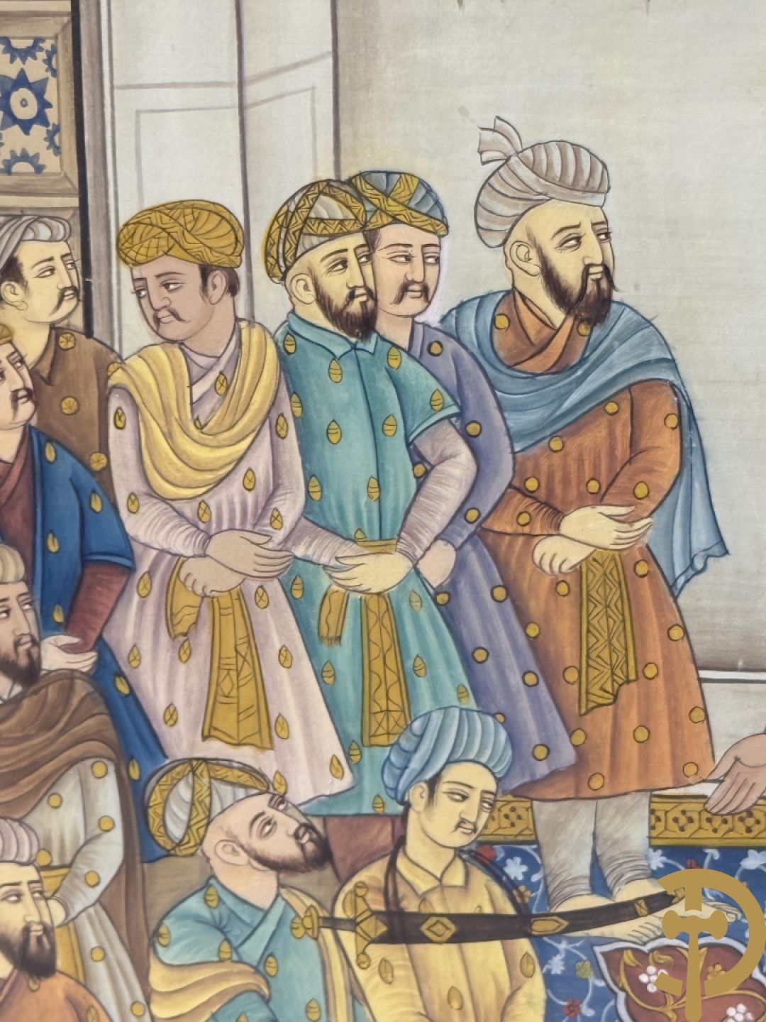 Drie Indische handgekleurde, geaquarelleerde en geanimeerde scènes