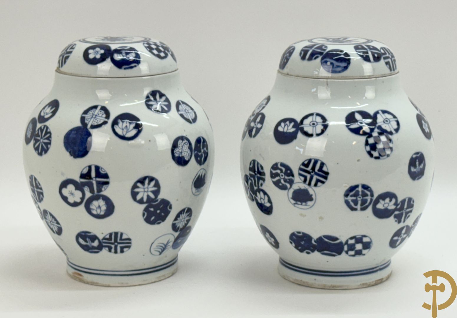 Paar blauw/witte Chinese gemberpotten