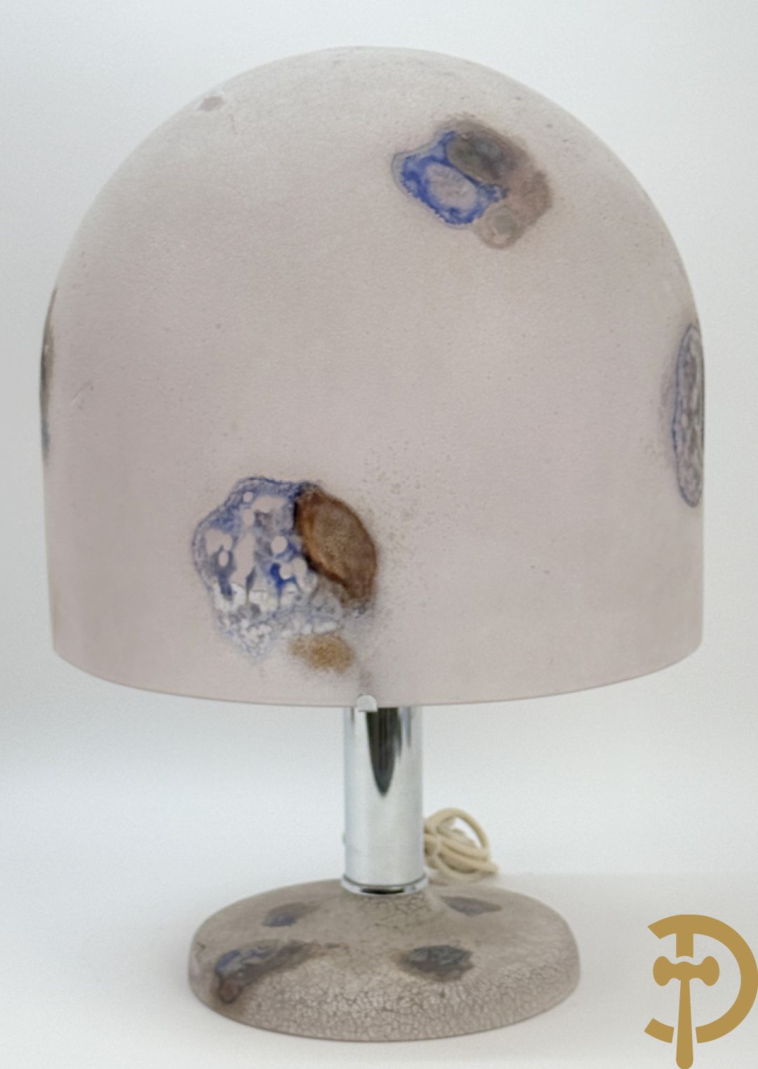 Tafellampadaire in geïriseerd kleurig glas met chromé afwerking, BARDINI getekend