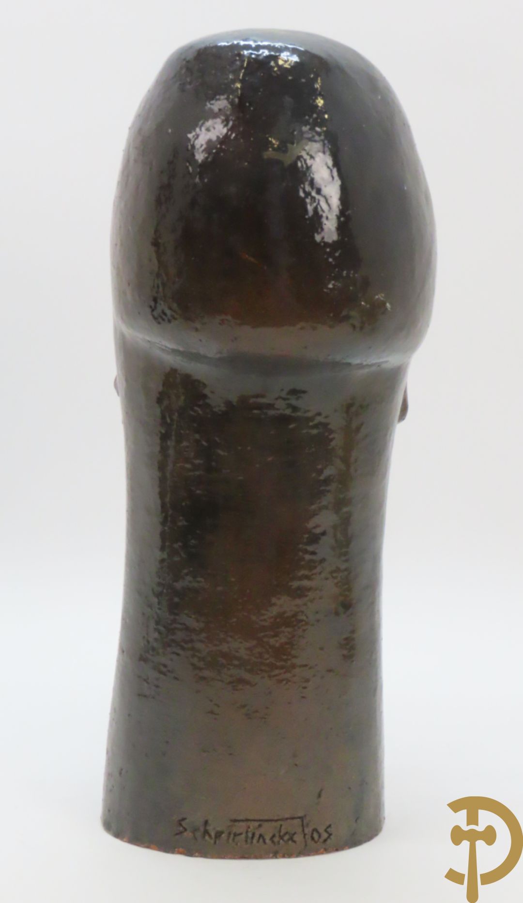 SCHEIRLINCKX Jos getekend - Karaktervol modern geglazuurd keramieken beeld van een hoofd