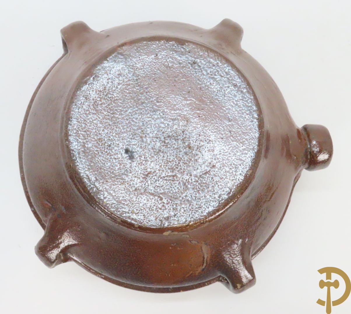 Langerwehe steengoed kruik + twee steengoed veldkruiken +Keulse dekselkan + bronzen mortier met stamper