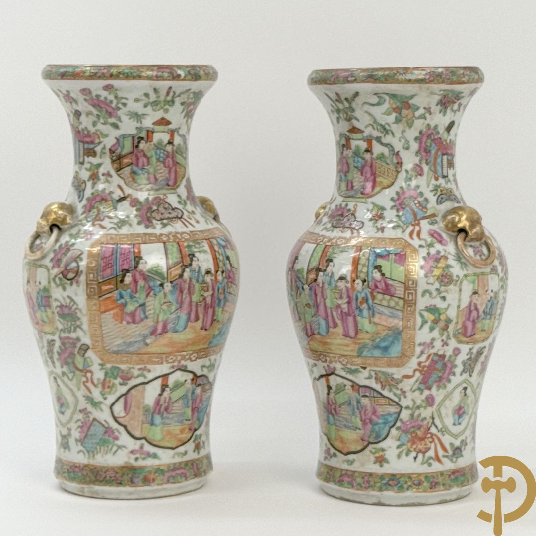 Paar Chinese porseleinen Kanton vazen