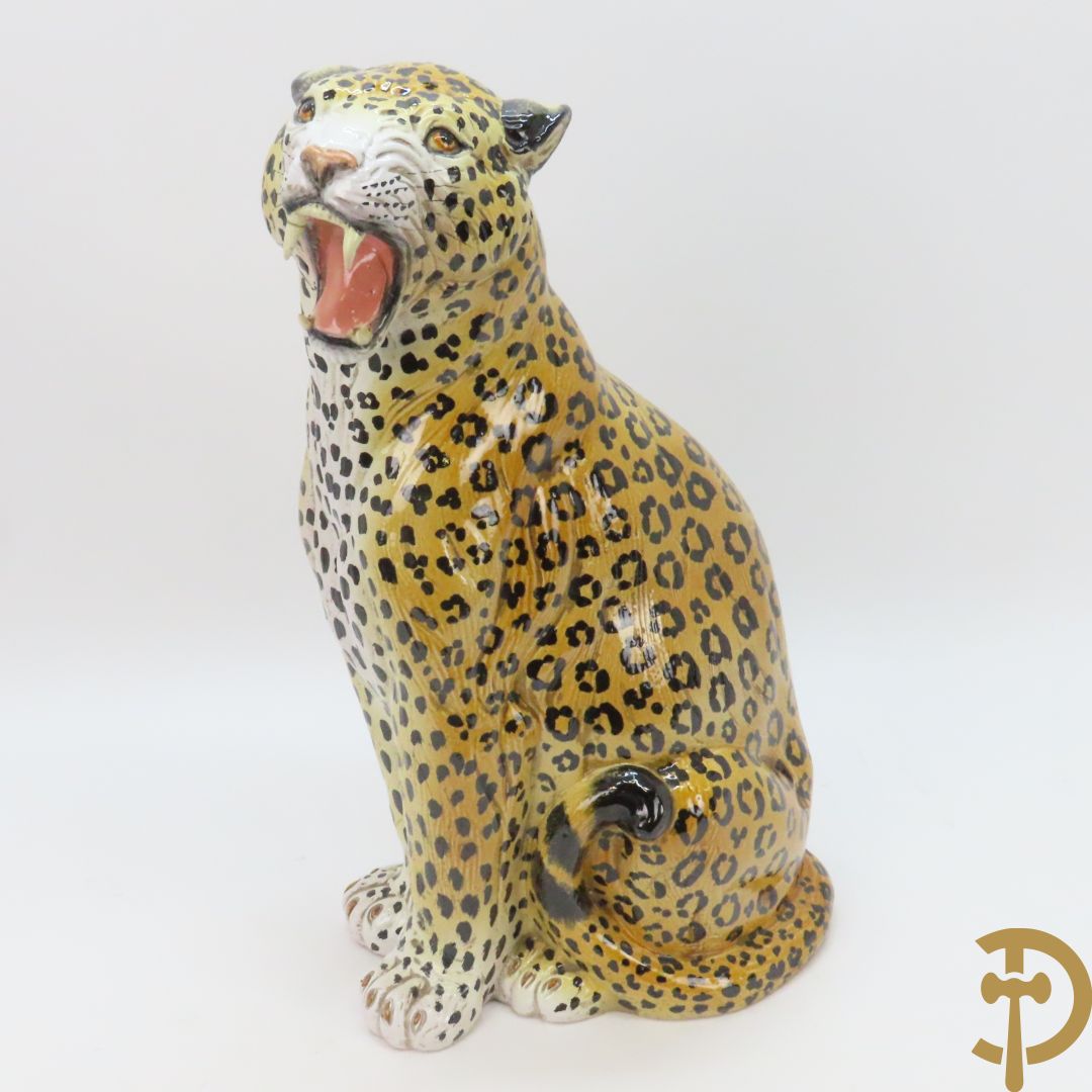 Keramieken luipaard, onderaan gestempeld Made in Italy