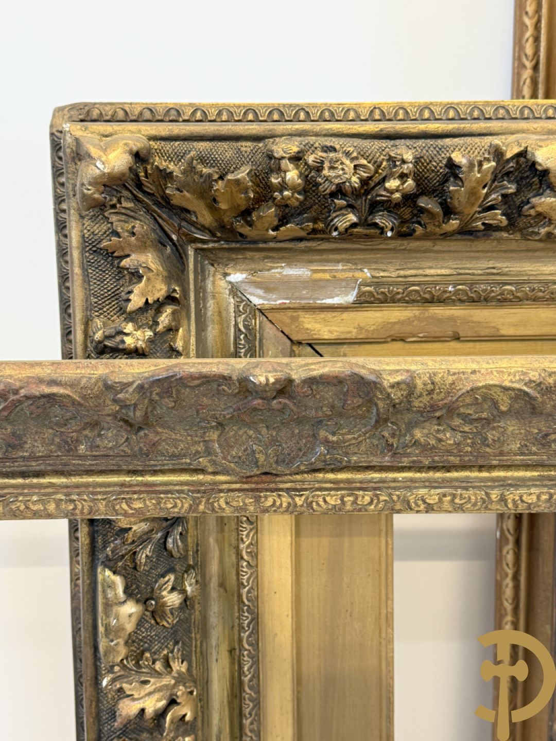 Oude grote vergulde Louis XV lijsten : 3 stuks