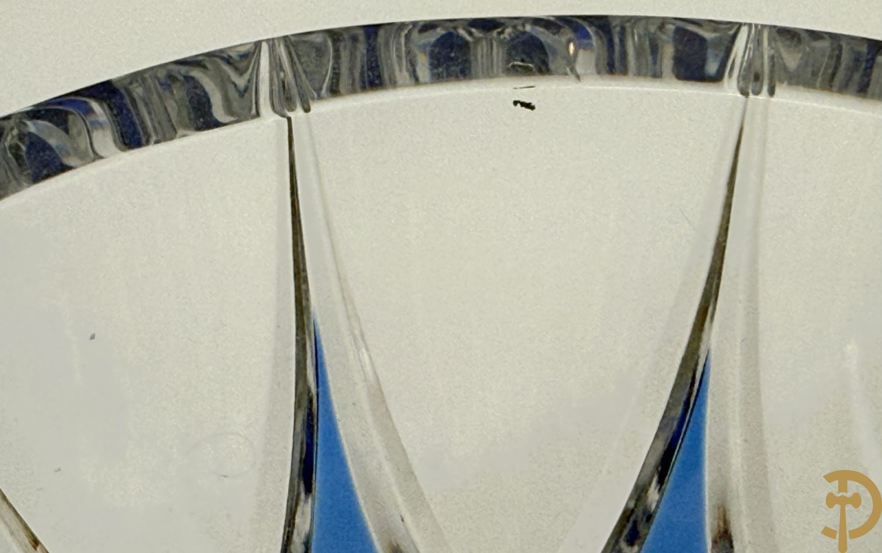 Val Saint Lambert : Blauwe kristallen handgeslepen vaas