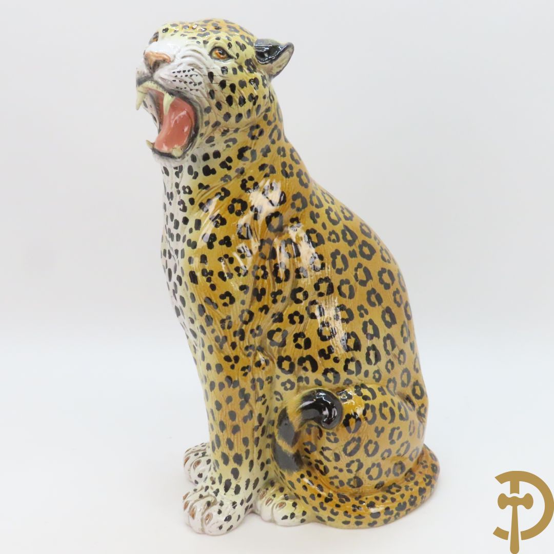 Keramieken luipaard, onderaan gestempeld Made in Italy
