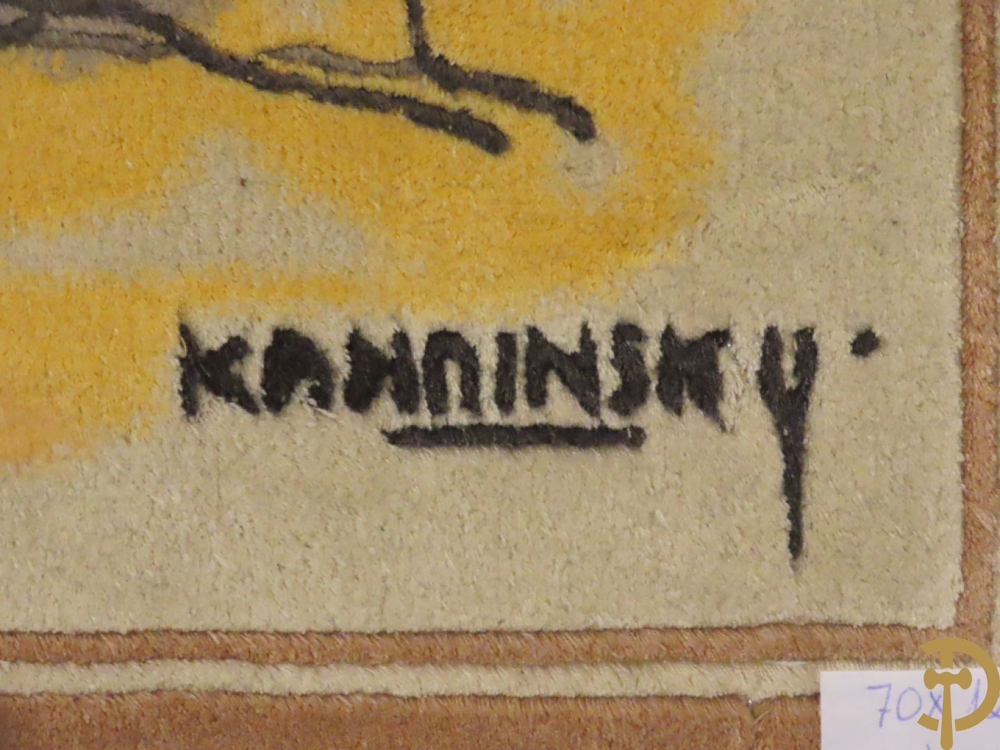 KANDINSKY naar - Oosters handgeknoopt wandtapijt met moderne abstracte figuratie