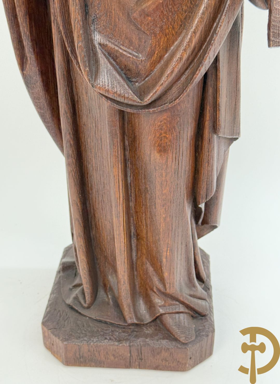 Eiken houtsculptuur van evangelist, laat 19e