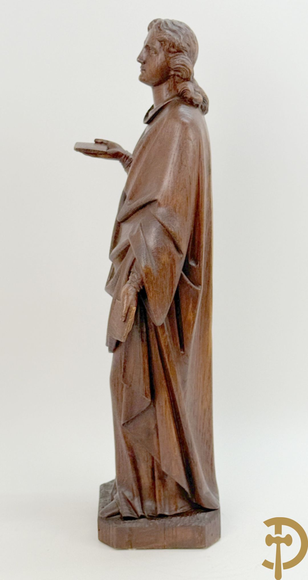 Eiken houtsculptuur van evangelist, laat 19e