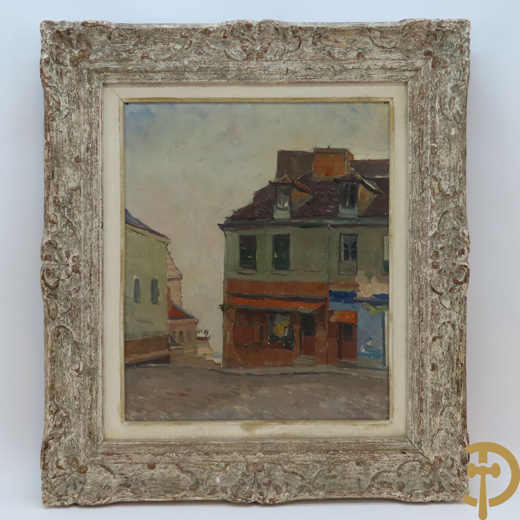 AUGET Leonard get. ? 'Impressionistisch kleurrijk huisgevelzicht' olie op doek
