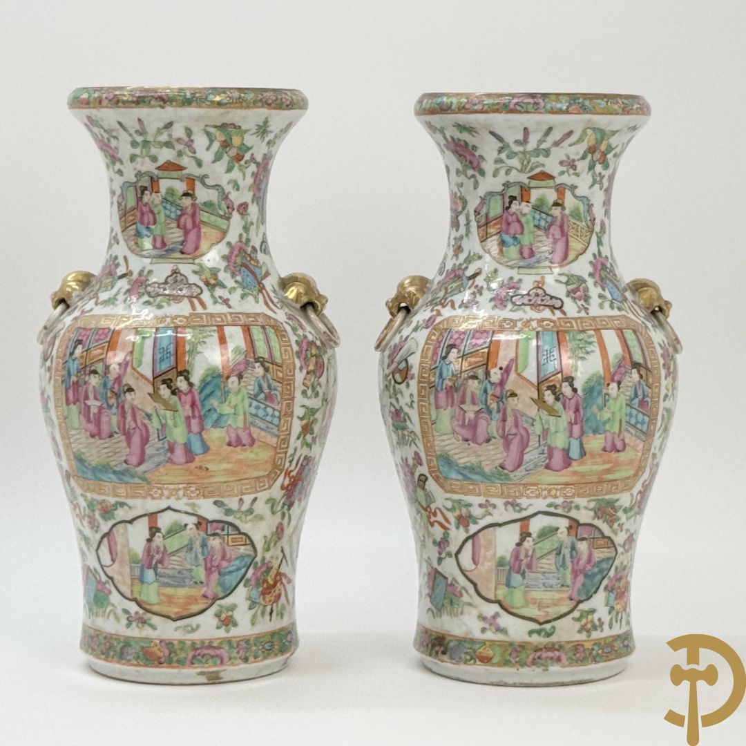 Paar Chinese porseleinen Kanton vazen