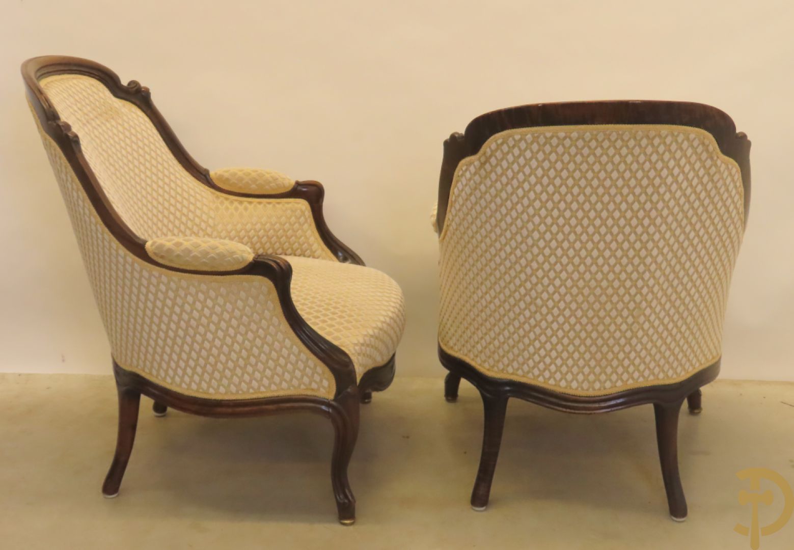 Louis Philippe salonensemble bestaande uit canapé, 2 armzetels en 2 stoelen