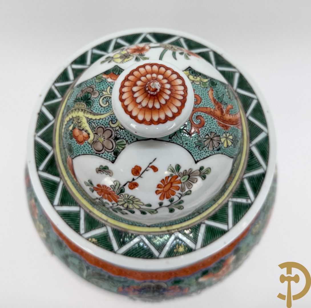 Chinese porseleinen dekselvaas met bloemen- en vogeldecor
