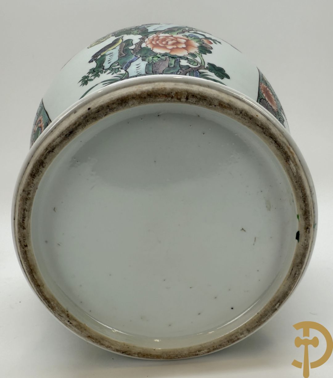 Chinese porseleinen dekselvaas met bloemen- en vogeldecor