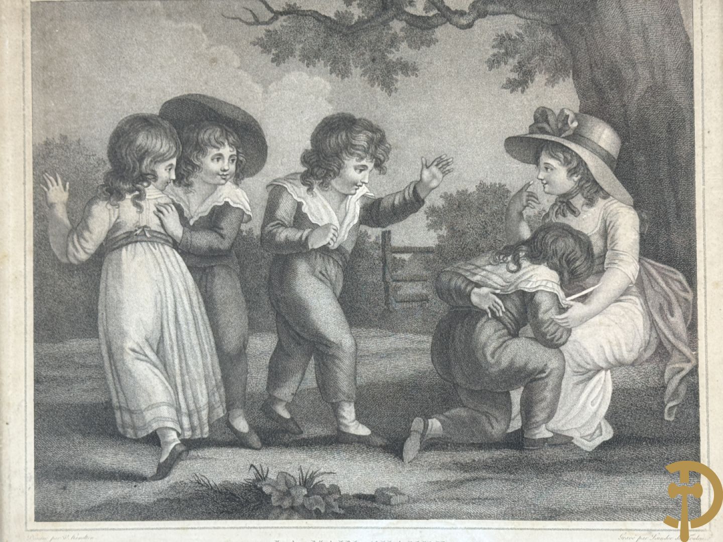 Zes oude gravures met kinderthema