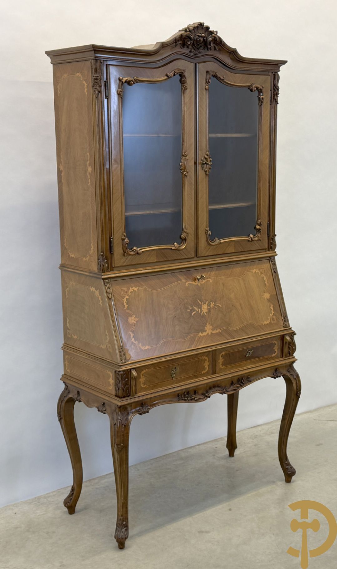 Notelaren secretaire met vitrine, Louis XV