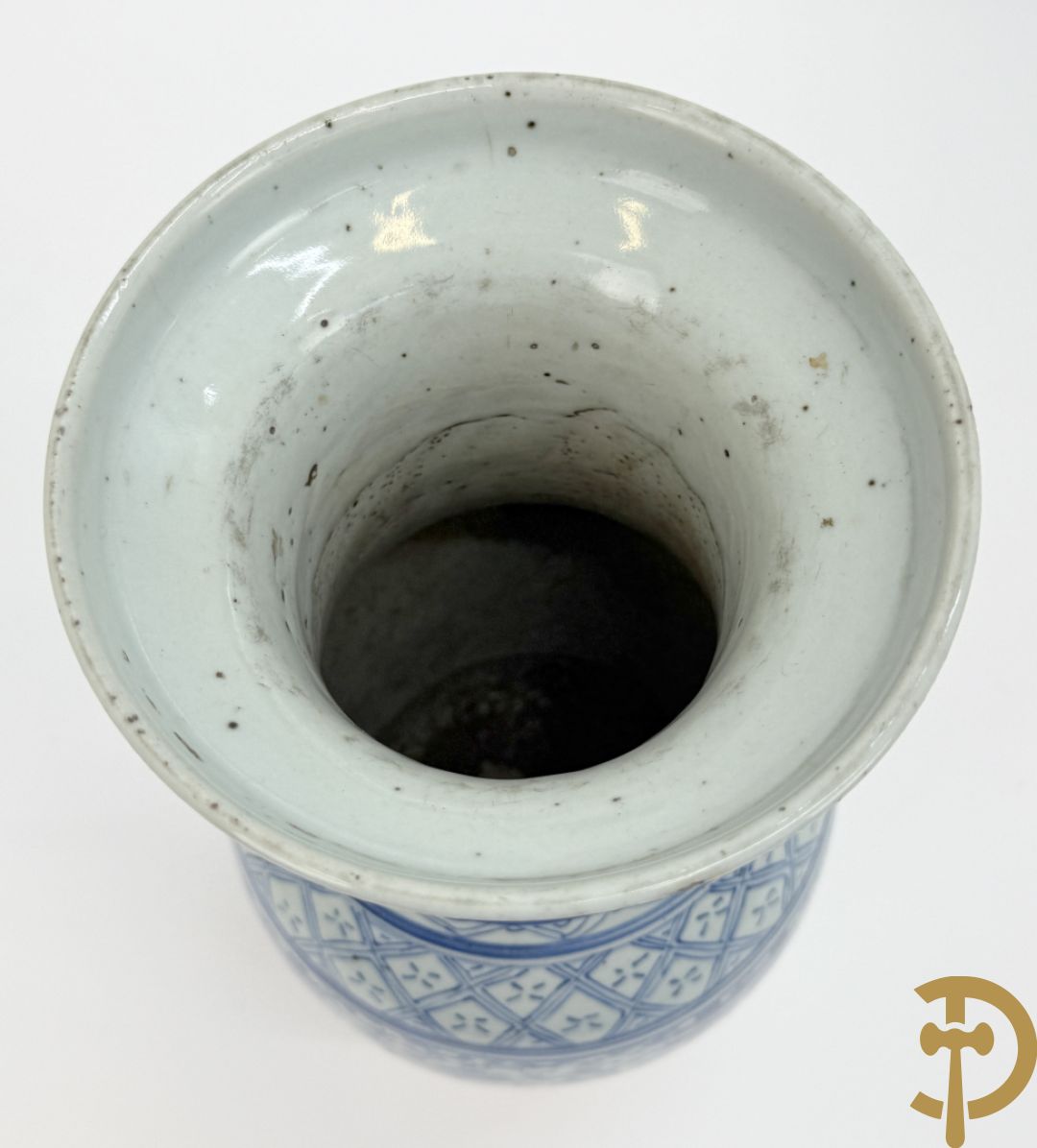 Chinese porseleinen blauw/wit vaas met tekens