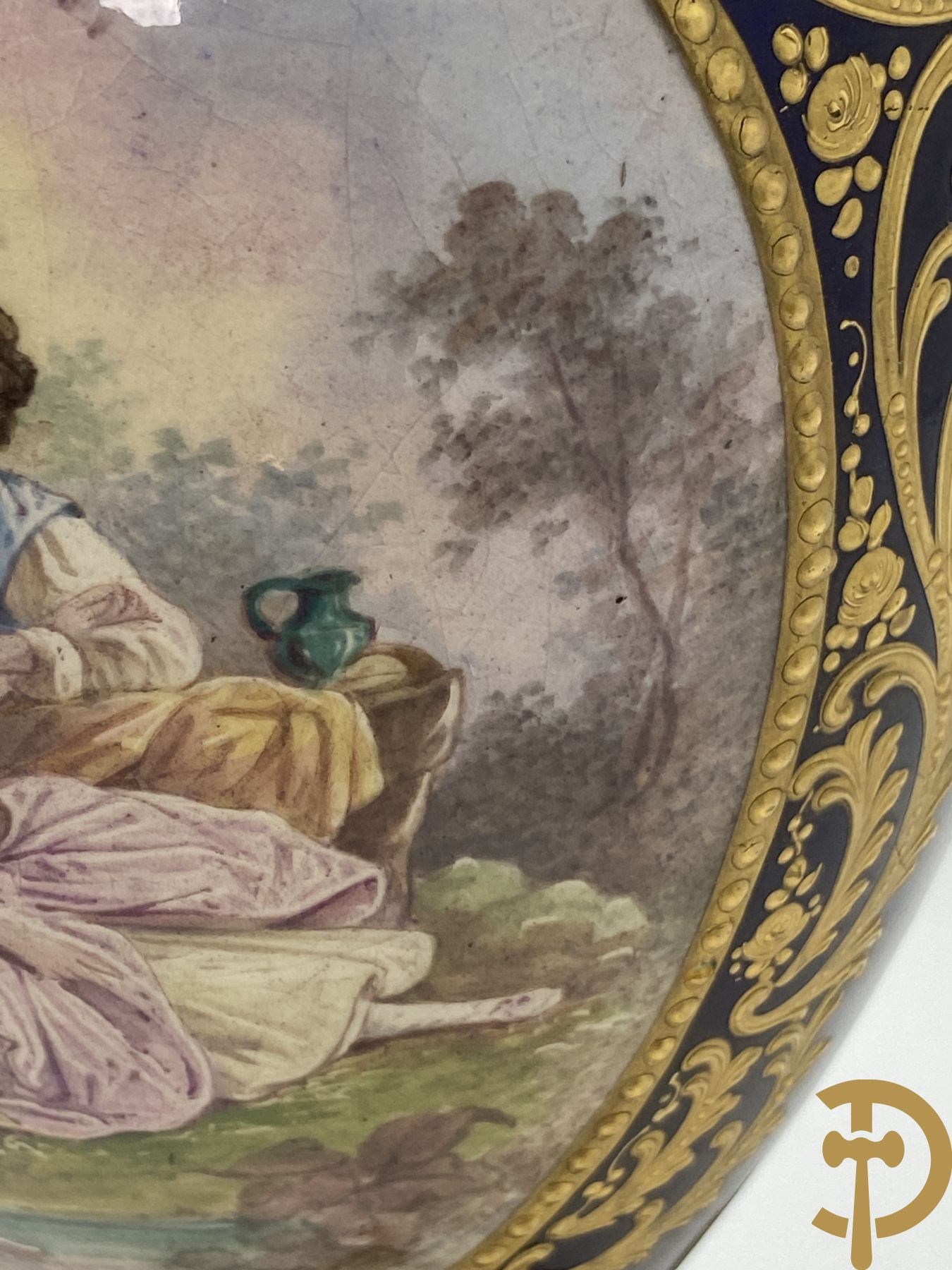 Paar kobaltblauwe porseleinen vazen met dubbel motief als lampadaire