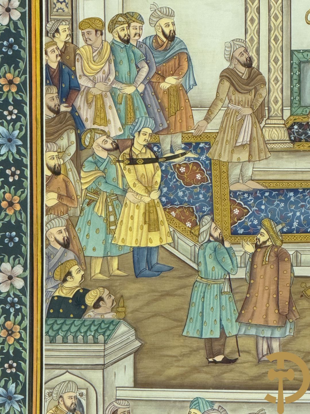 Drie Indische handgekleurde, geaquarelleerde en geanimeerde scènes