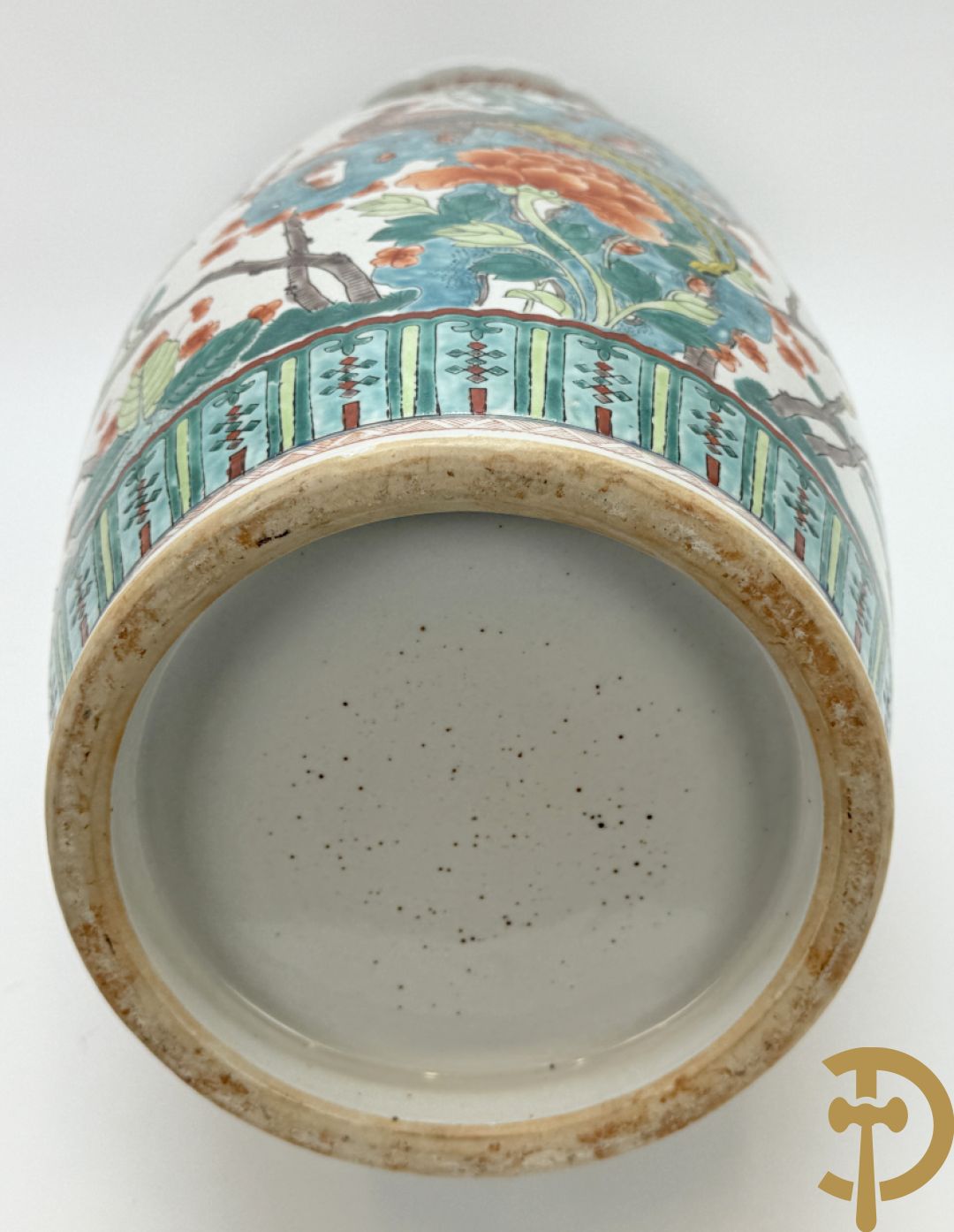 Chinese porseleinen vaas met bloemen en vogelmotieven