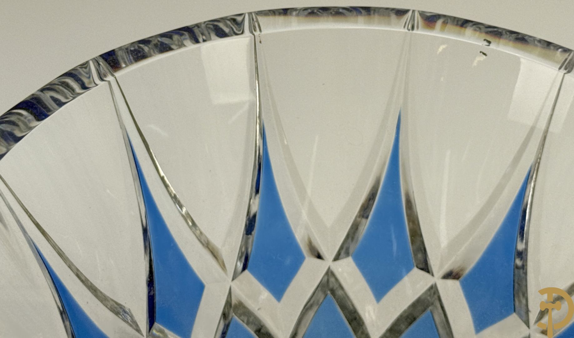 Val Saint Lambert : Blauwe kristallen handgeslepen vaas