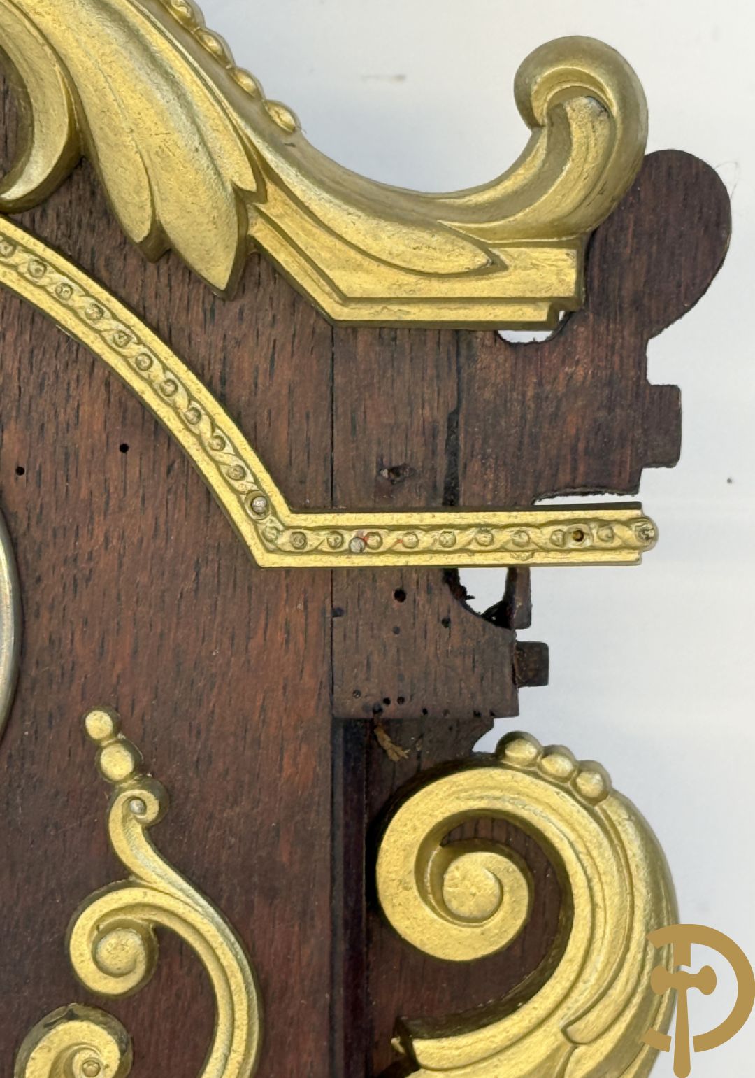 Notelaren barometer + reglateur met barometer + metalen touwtjesklok