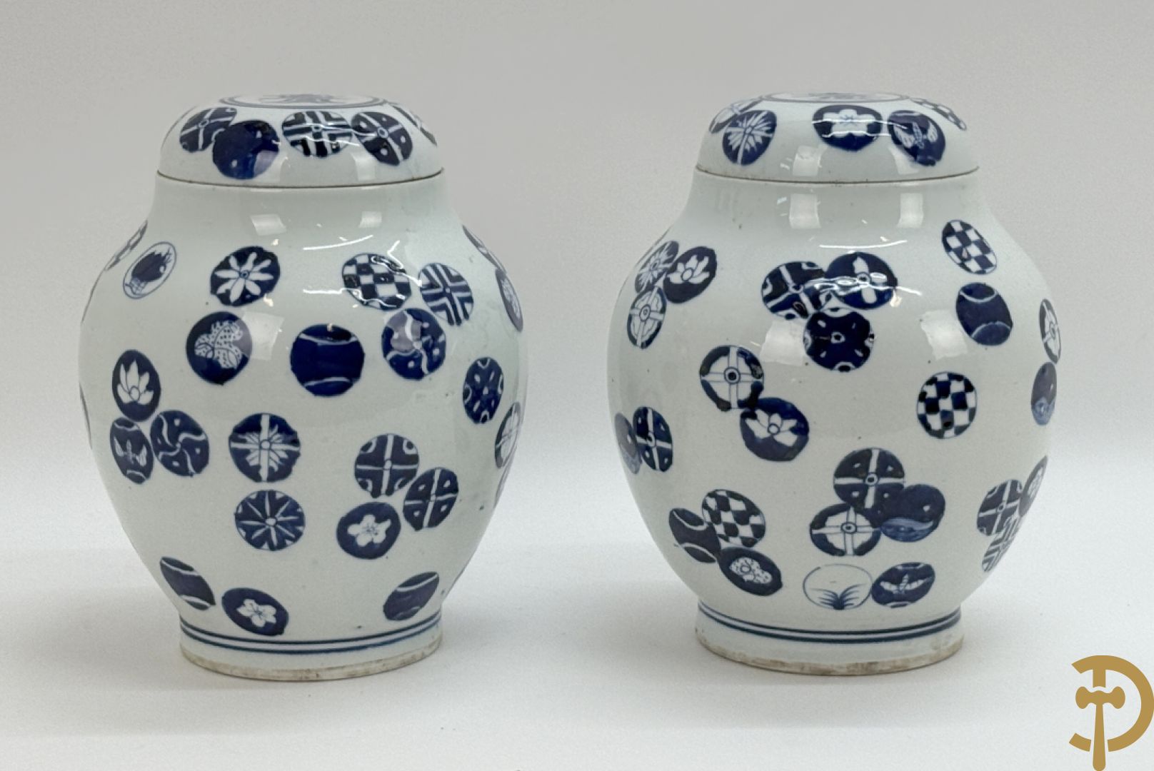 Paar blauw/witte Chinese gemberpotten