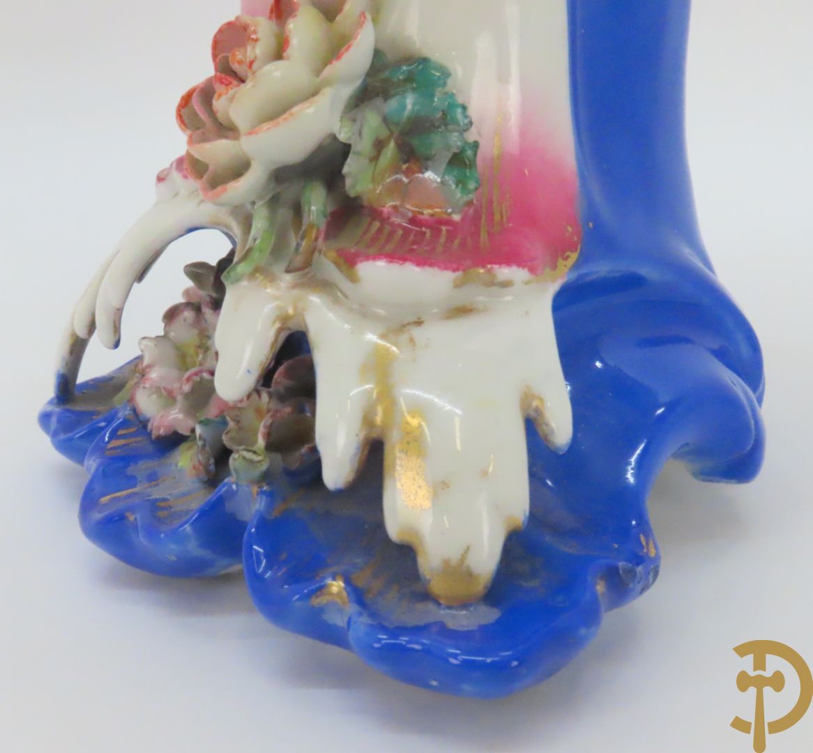 Paar Vieux Paris cornetvazen met rocailles, 19e