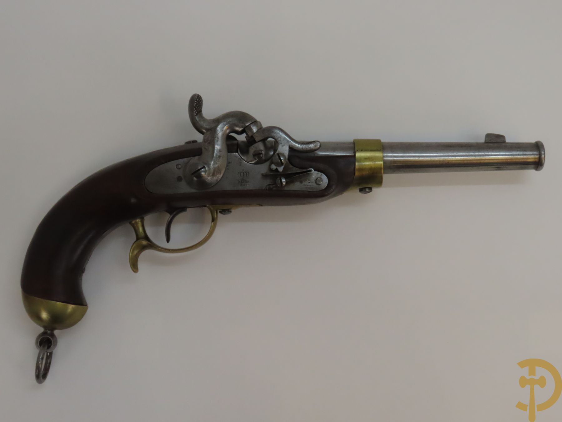 Duits militair cavallerie percussie pistool, getekend Suhl 1851