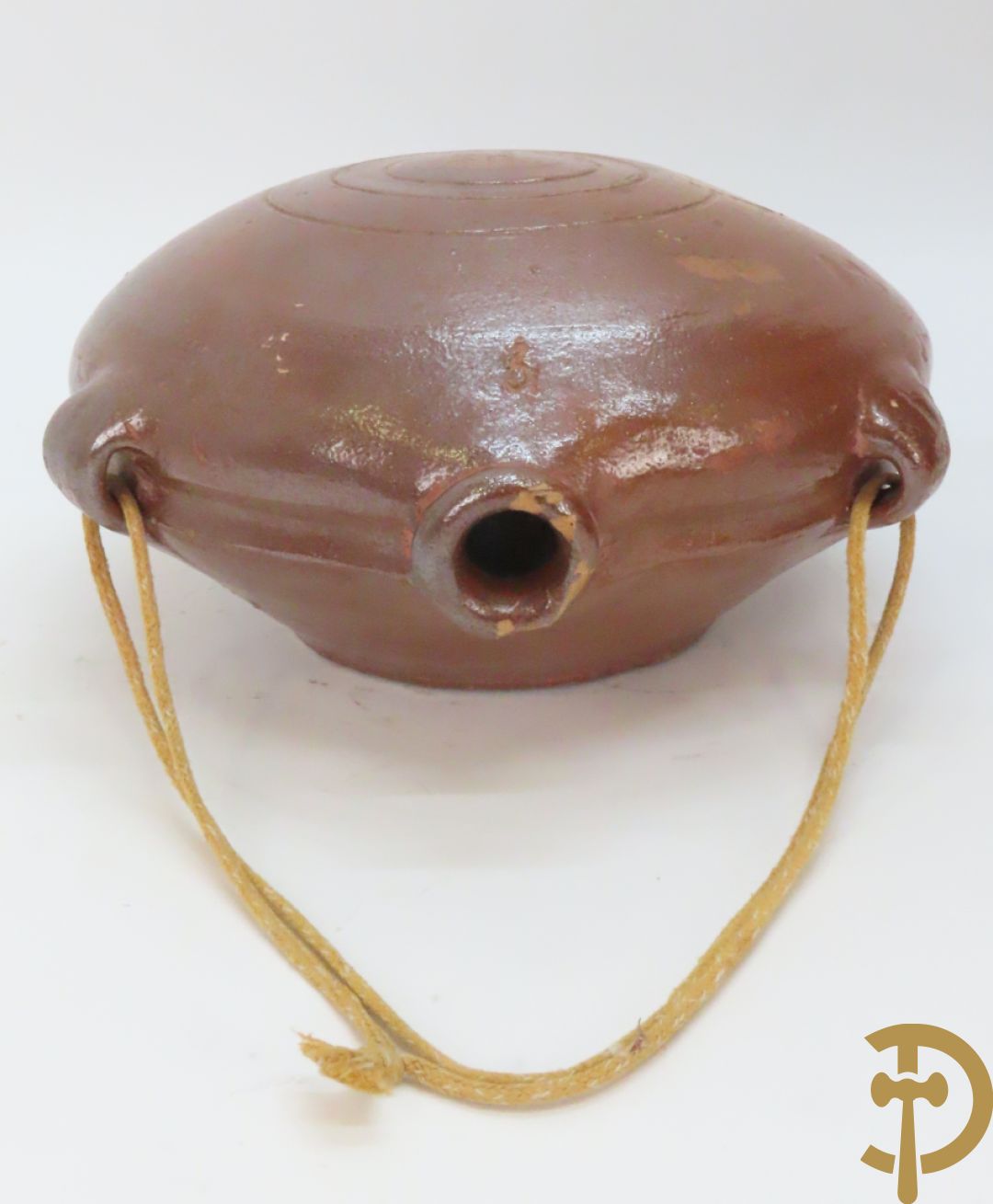 Langerwehe steengoed kruik + twee steengoed veldkruiken +Keulse dekselkan + bronzen mortier met stamper