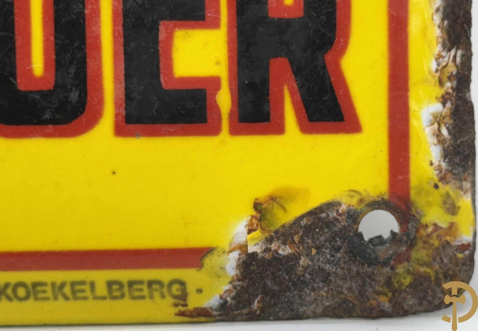 Oude emailplaat P. Sluis, voor uw vogels, universeel voer - begin jaren 