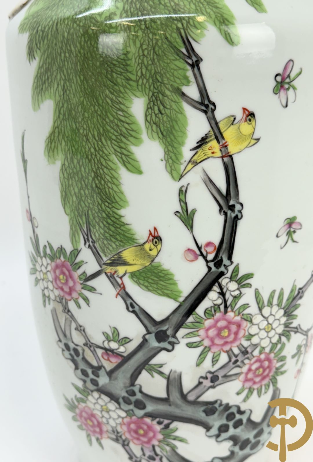 Chinese porseleinen vaas met decor van bloemen en vogels