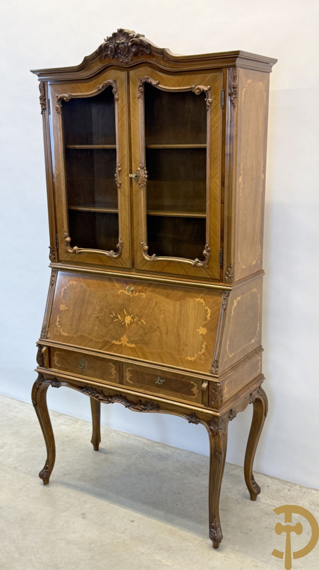 Notelaren secretaire met vitrine, Louis XV