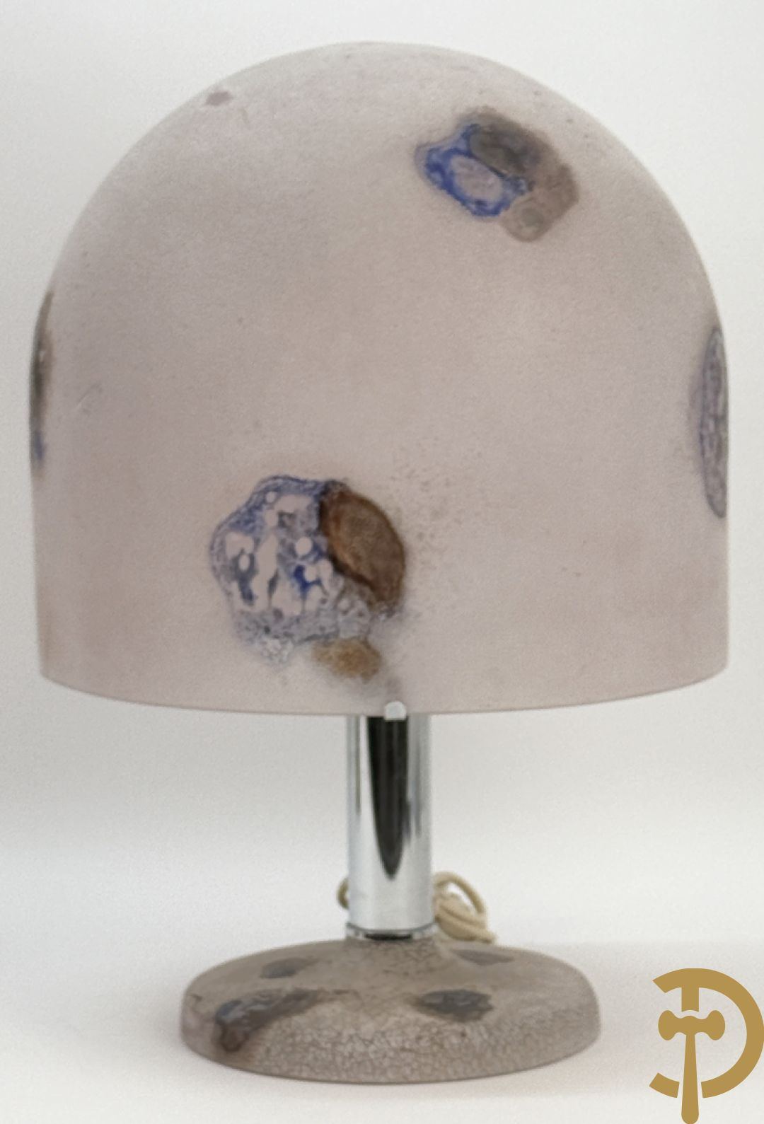 Tafellampadaire in geïriseerd kleurig glas met chromé afwerking, BARDINI getekend