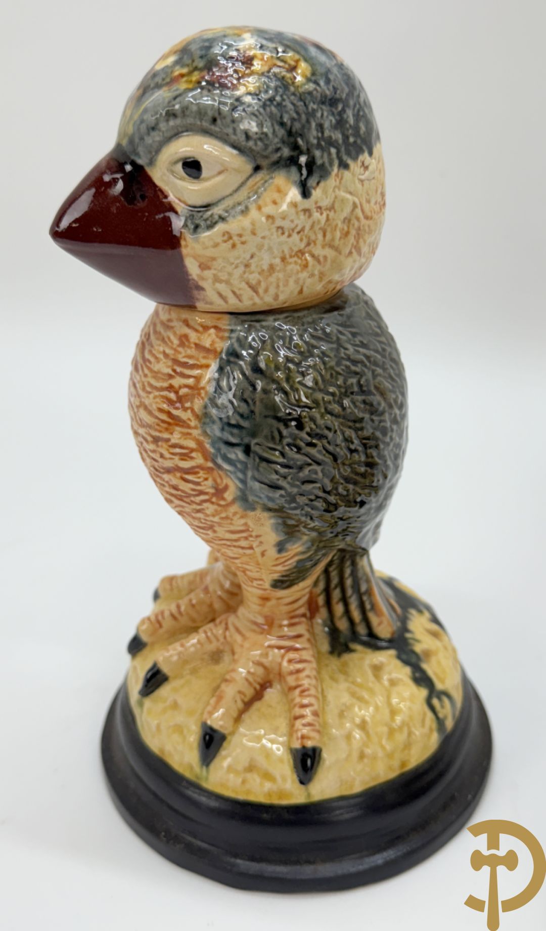 Vijf gekleurde keramieken vogels met afneembare kop, naar Martin Brothers