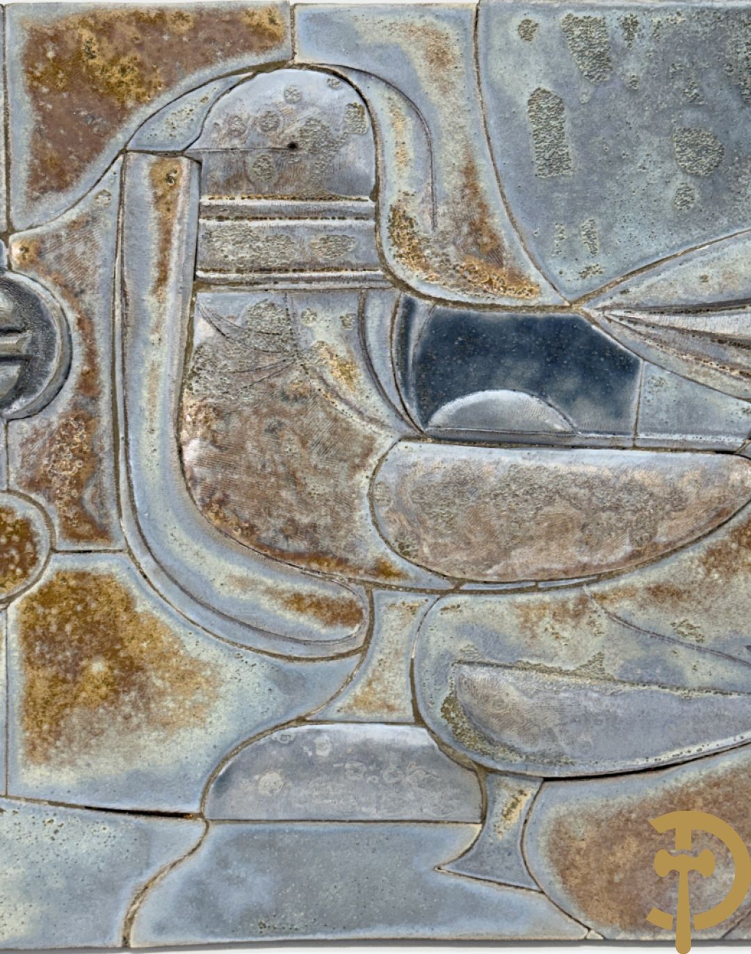 Ongetekend  vintage keramieken basrelief met vogeldecor