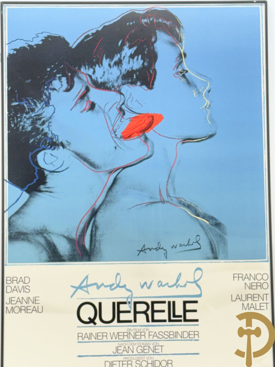 Oude affiche door Andy Warhol ontworpen voor de film Querelle, getekend in de plaat offset in colours