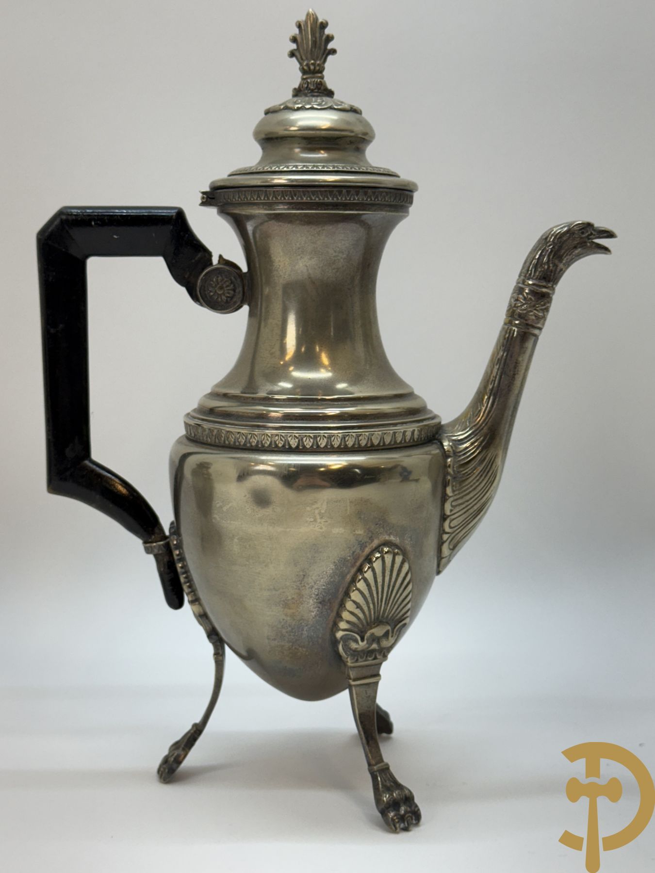 Verzilverd koffie en theestel op plateau, Metal Blanc getekend