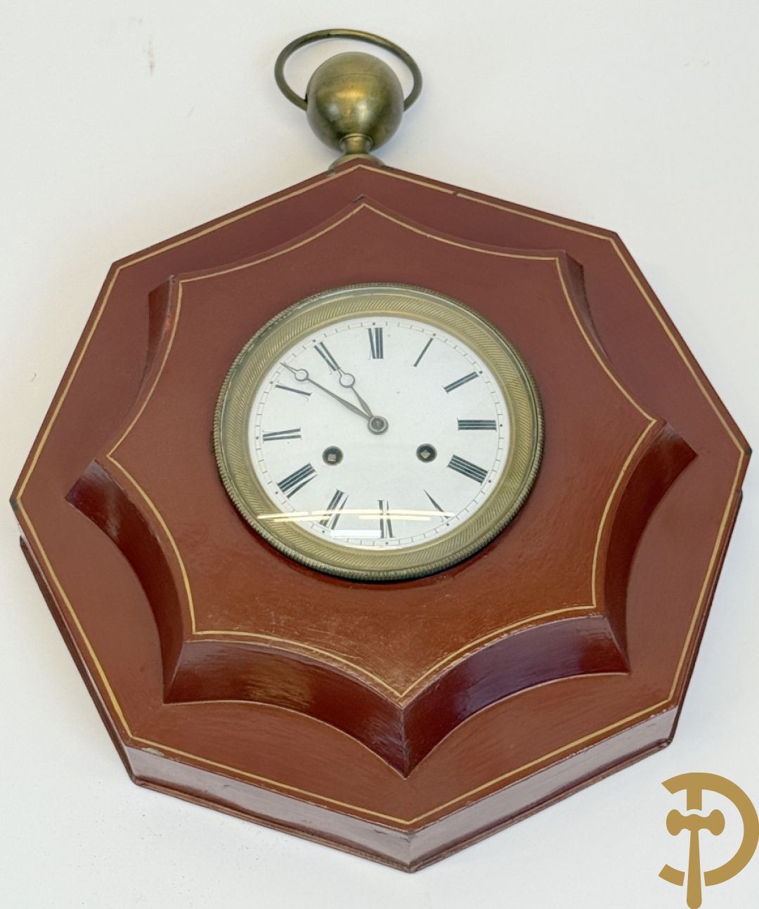 Notelaren barometer + reglateur met barometer + metalen touwtjesklok