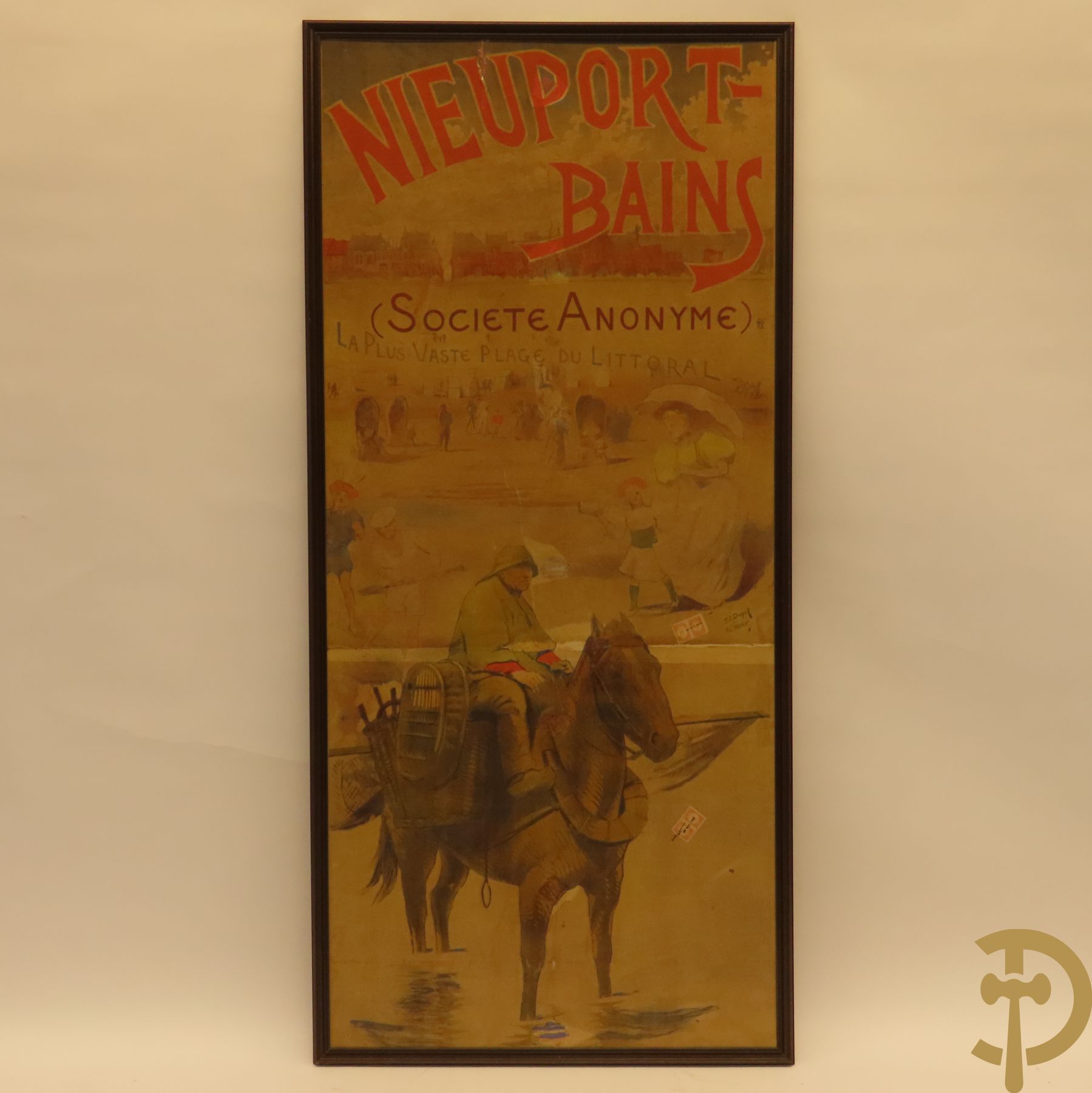Oude affiche 'Nieuport Bain' door E.J. Duyck en A. Crespin - 1896