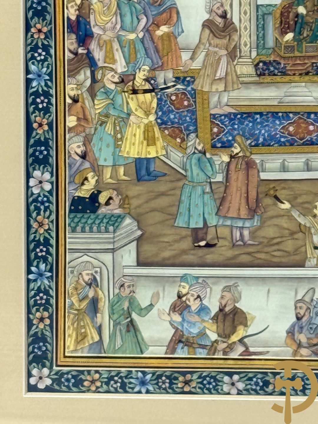 Drie Indische handgekleurde, geaquarelleerde en geanimeerde scènes