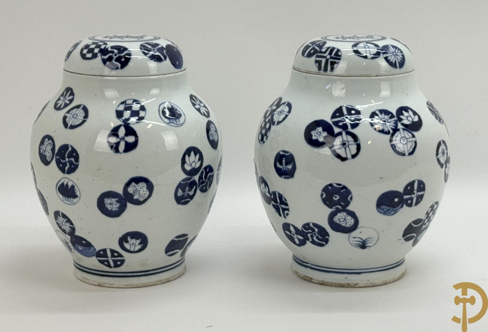 Paar blauw/witte Chinese gemberpotten