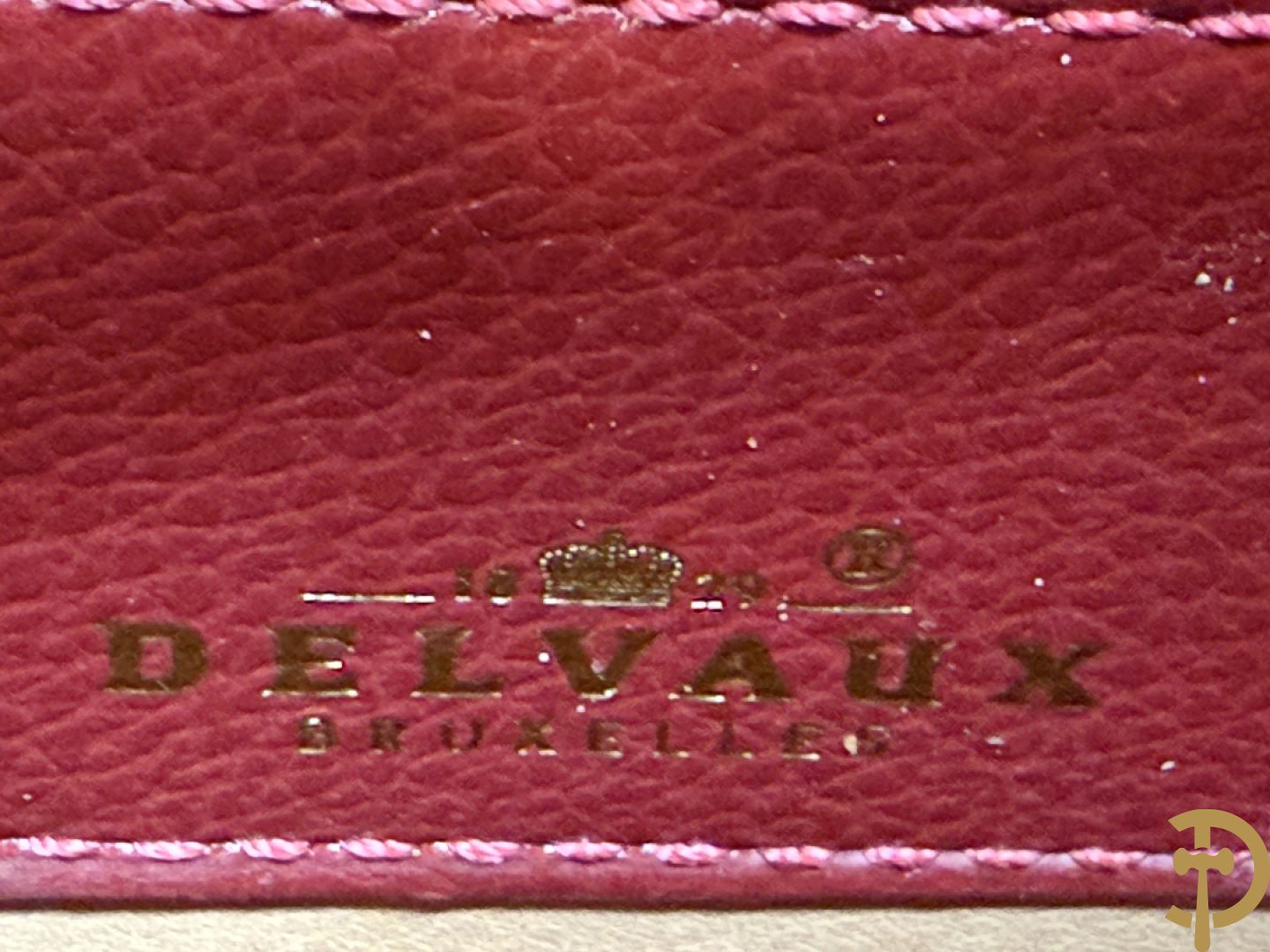 Bordeaux lederen handtas, geldbeugel, kaarthouder en portemonnee, Delvaux, model brillant