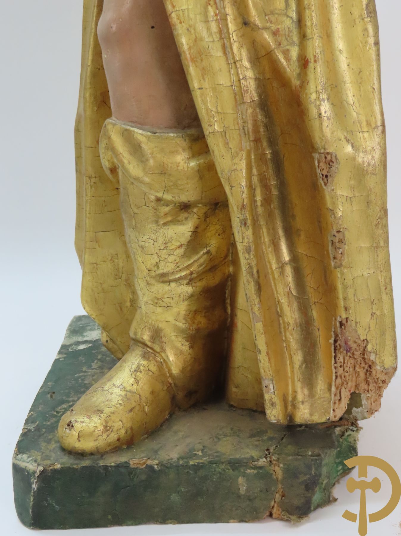 Gepolychromeerde houtsculptuur van Sint Rocchus, 18e