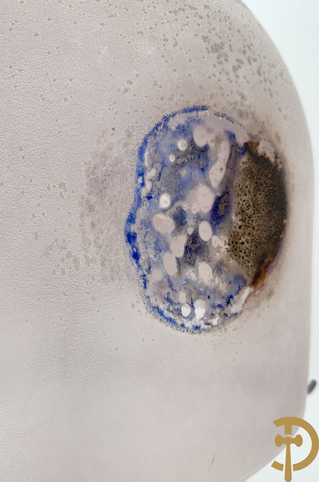 Tafellampadaire in geïriseerd kleurig glas met chromé afwerking, BARDINI getekend